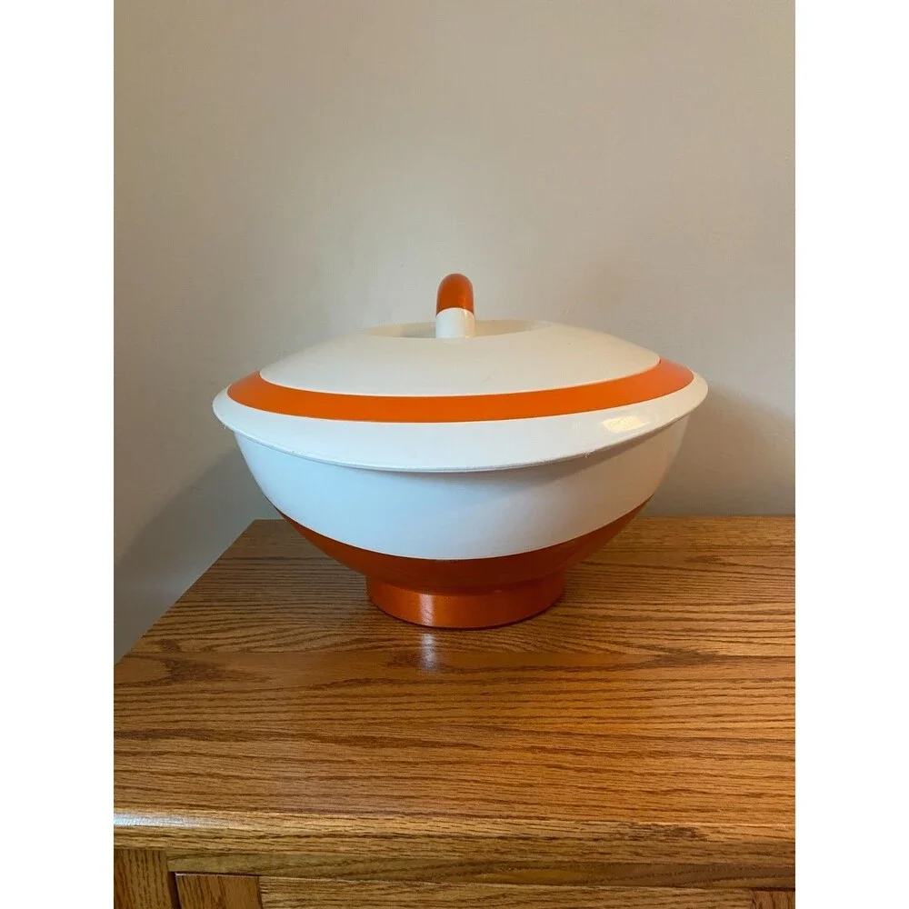 Retro Tokyo Large Thermo Insulated Food Bowl Container Locking Lid Orange MCM